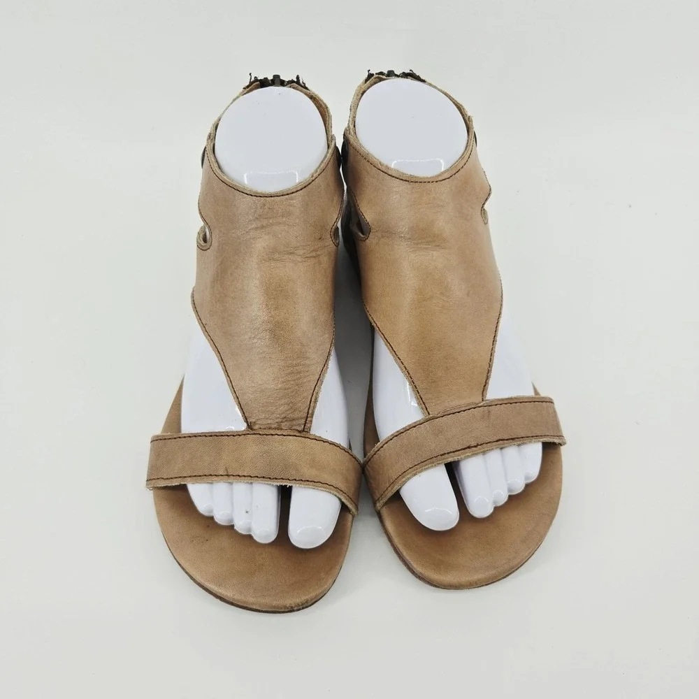 Bed Stu Soto Style Tan Leather Sandals Boho Rustic Ankle Cuff Distressed Sz.7.5